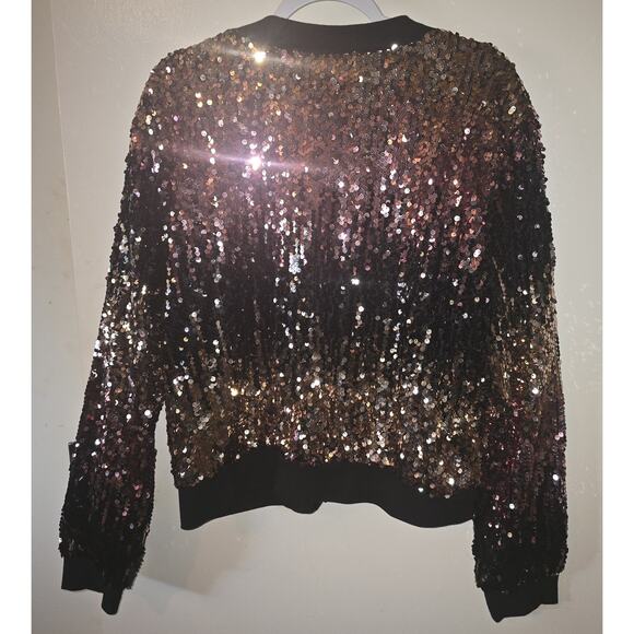 Sequin Bomber Jacket Women Forever 21 Plus Sizes 2X Black , Pink & Gold Hombre - Picture 3 of 5